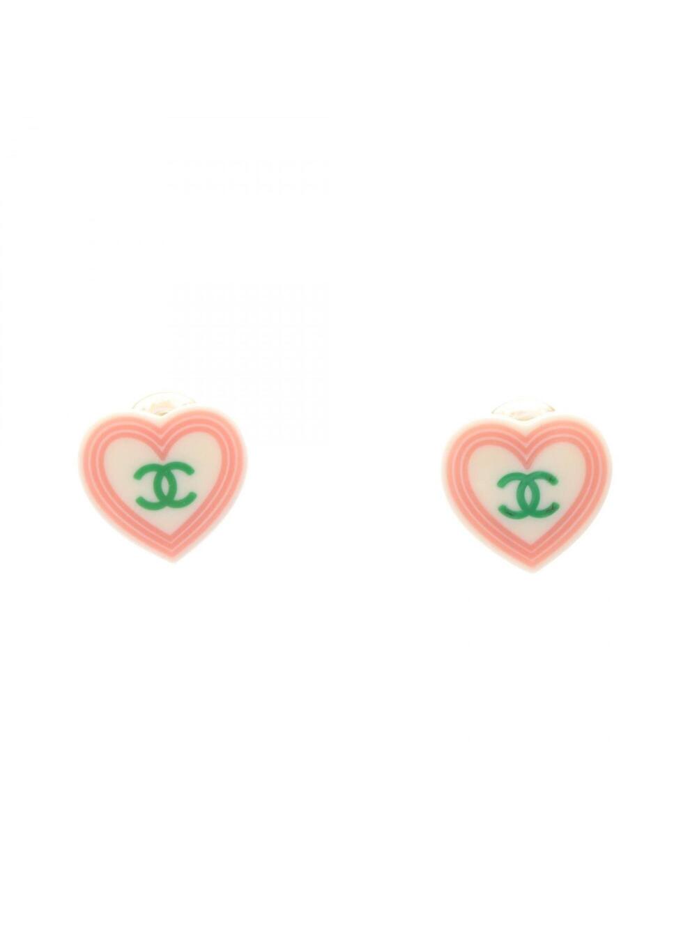 Chanel Cc Logo Heart Clip-On Earrings #347289C74B
